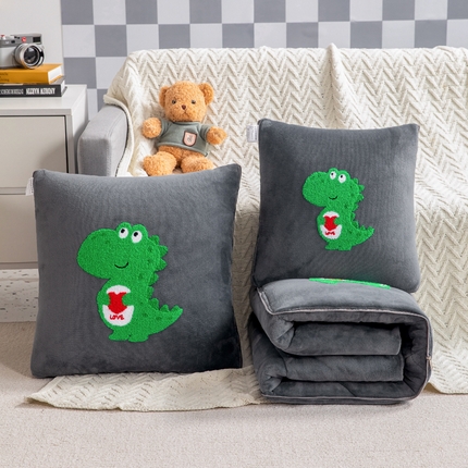 91家纺网 家纺一手货源 找家纺 （总）雷人家纺 2022新款牛奶绒卡通毛巾绣加厚抱枕被