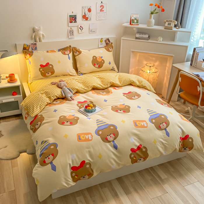 91家纺网 家纺一手货源 找家纺 （优质买家秀 热卖不断货）A类母婴级纯棉全棉磨毛四件套全棉纯棉全棉磨毛四件套百分百纯棉全棉磨毛四件套 乖乖熊