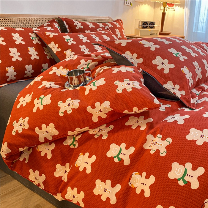 91家纺网 家纺一手货源 找家纺 （优质买家秀 热卖不断货）卡通A类母婴级纯棉全棉磨毛被套三件套全棉纯棉磨毛被套三件套纯棉全棉磨毛被套 姜饼熊