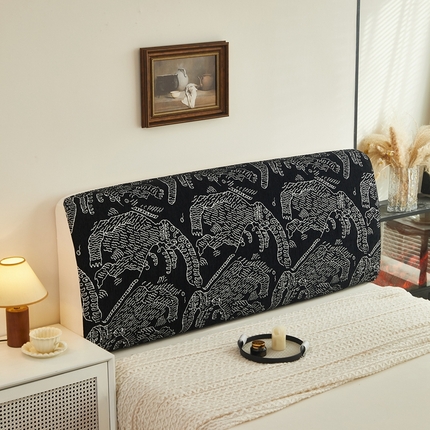 91家纺网 家纺一手货源 找家纺 逐日沙发套 2024新款加厚雪尼尔床头罩（双面可用） 虎纹-黑色     (双面可用）