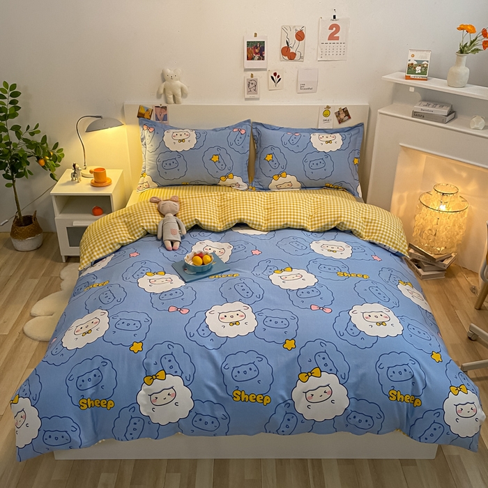 91家纺网 家纺一手货源 找家纺 （优质买家秀 热卖不断货）A类母婴级纯棉全棉磨毛四件套全棉纯棉全棉磨毛四件套百分百纯棉全棉磨毛四件套 快乐羊