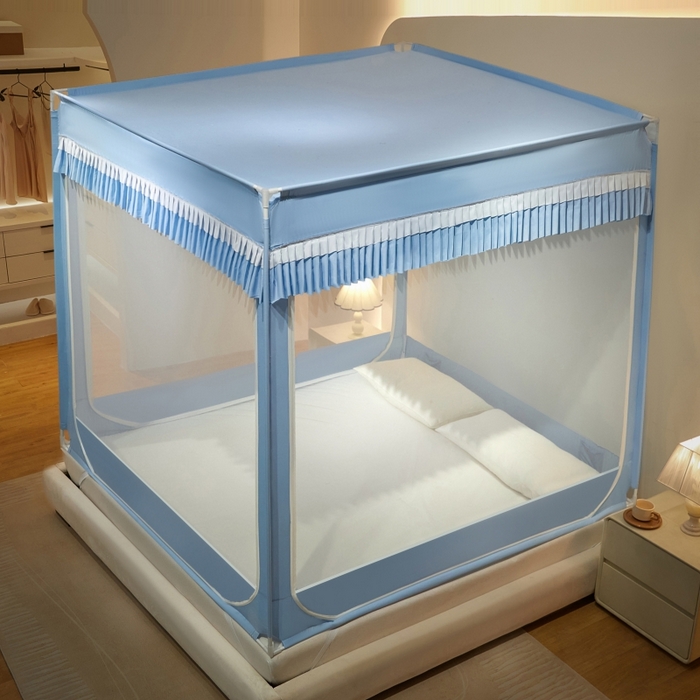 91家纺网 家纺一手货源 找家纺 2025新款A类遮光防尘顶外穿杆蚊帐 遇见天兰