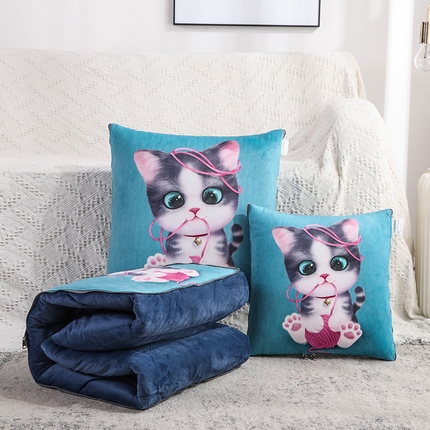 91家纺网 家纺一手货源 找家纺 （总）雷人家纺 2021新款水晶绒抱枕被-印花