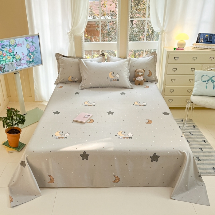 91家纺网 家纺一手货源 找家纺 莱通家纺 2025春夏新款12868印花单床单 月之心