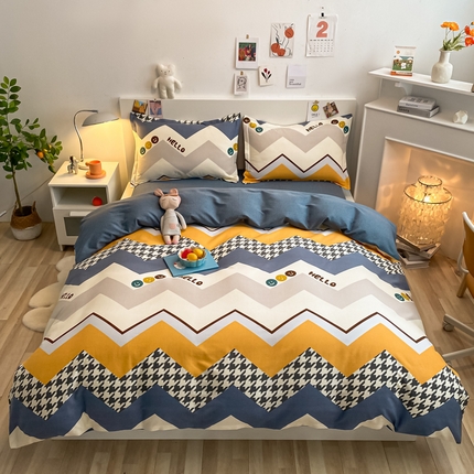 91家纺网 家纺一手货源 找家纺 （优质买家秀 热卖不断货）卡通A类母婴级纯棉全棉磨毛被套三件套全棉纯棉磨毛被套三件套纯棉全棉磨毛被套 千鸟