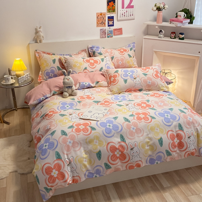 91家纺网 家纺一手货源 找家纺 （优质买家秀 热卖不断货）A类母婴级纯棉全棉磨毛四件套全棉纯棉全棉磨毛四件套百分百纯棉全棉磨毛四件套 花语