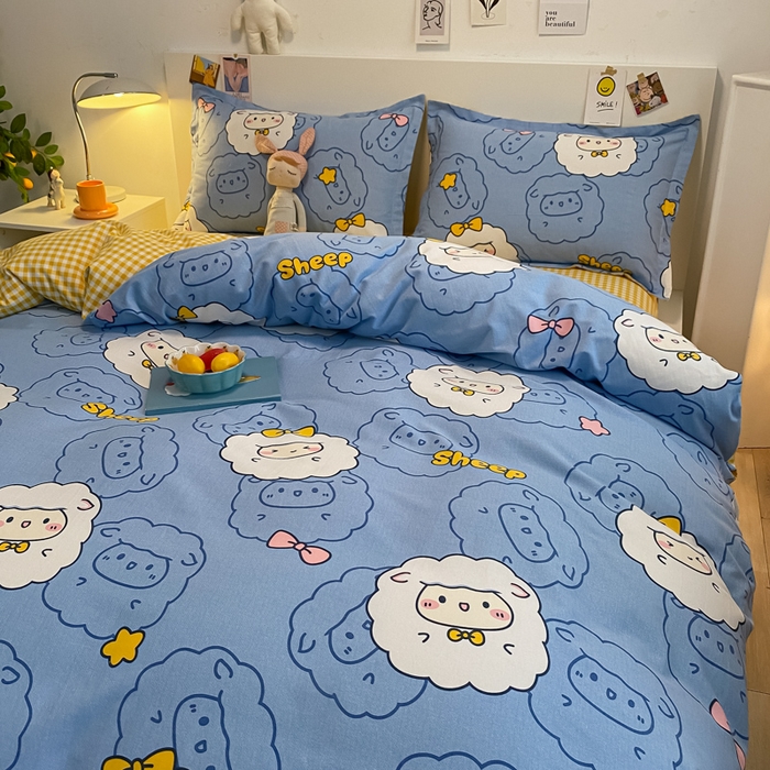 91家纺网 家纺一手货源 找家纺 （优质买家秀 热卖不断货）A类母婴级纯棉全棉磨毛四件套全棉纯棉全棉磨毛四件套百分百纯棉全棉磨毛四件套 快乐羊