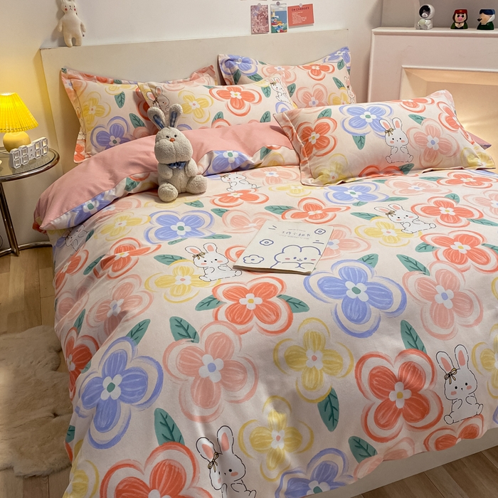 91家纺网 家纺一手货源 找家纺 （优质买家秀 热卖不断货）A类母婴级纯棉全棉磨毛四件套全棉纯棉全棉磨毛四件套百分百纯棉全棉磨毛四件套 花语