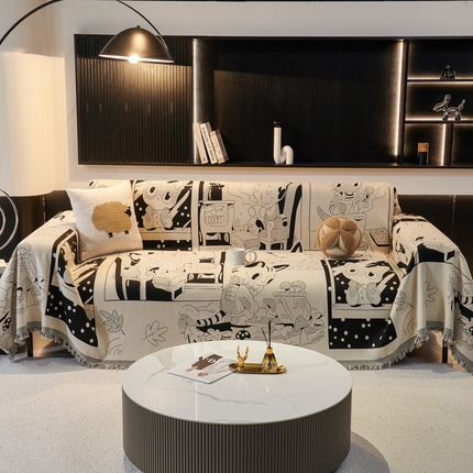 91家纺网 家纺一手货源 找家纺 逐日沙发套 2024新款雪尼尔加厚沙发巾 猫咪生活