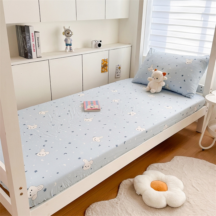 91家纺网 家纺一手货源 找家纺 多品家纺 2025新款超柔水洗棉ins风学生宿舍单品床笠 星空小兔