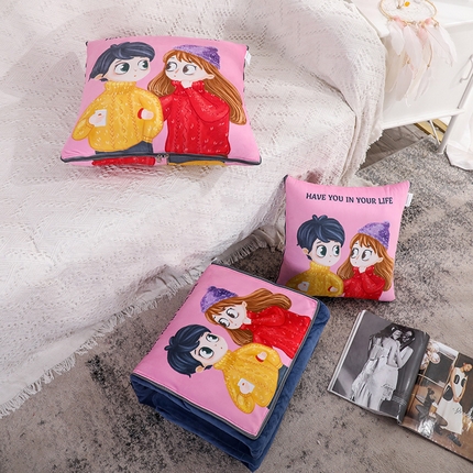 91家纺网 家纺一手货源 找家纺 （总）雷人家纺 2021新款水晶绒抱枕被-印花