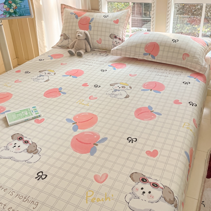 91家纺网 家纺一手货源 找家纺 莱通家纺 2025春夏新款12868印花单床笠（预留缩水±5公分，商家提供买家秀） 粉桃之恋