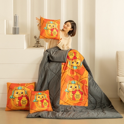 91家纺网 家纺一手货源 找家纺 （总）雷人家纺 2024新款多功能印花宝宝绒抱枕被