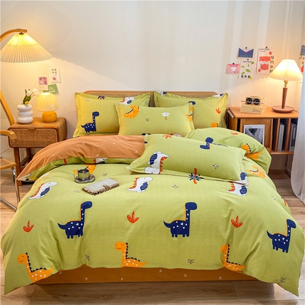 91家纺网 家纺一手货源 找家纺 （优质买家秀 热卖不断货）卡通A类母婴级纯棉全棉磨毛被套三件套全棉纯棉磨毛被套三件套纯棉全棉磨毛被套 恐龙乐园