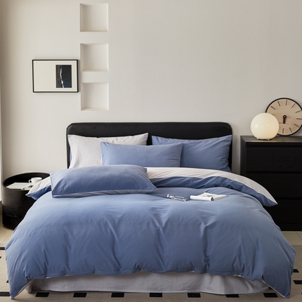 （优质买家秀热卖不断货）A类母婴级100支纯棉全棉磨毛四件套全棉纯棉全棉磨毛四件套纯棉全棉磨毛四件套 紫藤+淡雅灰