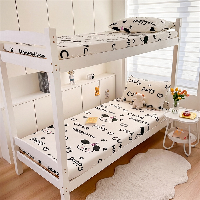 91家纺网 家纺一手货源 找家纺 多品家纺 2025新款超柔水洗棉ins风学生宿舍单品床笠 字母家园