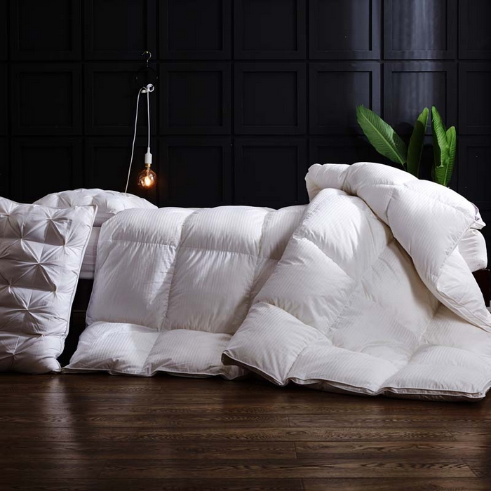 91家纺网 家纺一手货源 找家纺 静若居羽绒被壳 2025新款全棉贡缎条纹羽绒被壳-条纹 白色