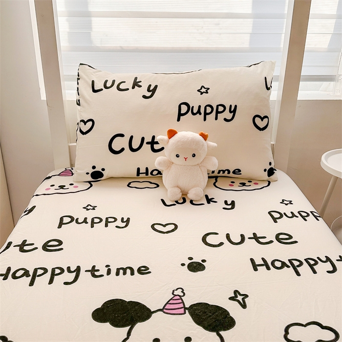 91家纺网 家纺一手货源 找家纺 多品家纺 2025新款超柔水洗棉ins风学生宿舍单品床笠 字母家园