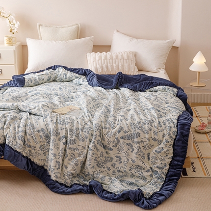 91家纺网 家纺一手货源 找家纺 （总）悦兴家纺 2024新款冬季韩式法式花边加厚保暖一体被加绒被子冬被春秋被机洗-花边皱皱被（含买家秀）