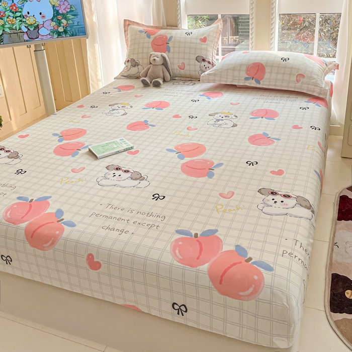 91家纺网 家纺一手货源 找家纺 莱通家纺 2025春夏新款12868印花单床笠（预留缩水±5公分，商家提供买家秀） 粉桃之恋