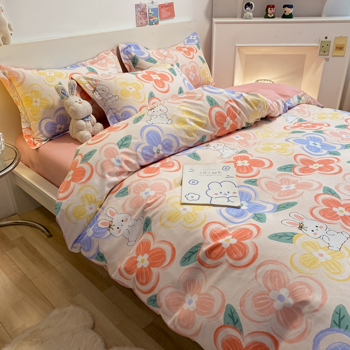 91家纺网 家纺一手货源 找家纺 （优质买家秀 热卖不断货）A类母婴级纯棉全棉磨毛四件套全棉纯棉全棉磨毛四件套百分百纯棉全棉磨毛四件套 花语