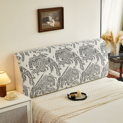 91家纺网 家纺一手货源 找家纺 逐日沙发套 2024新款加厚雪尼尔床头罩（双面可用） 虎纹-米白     (双面可用）