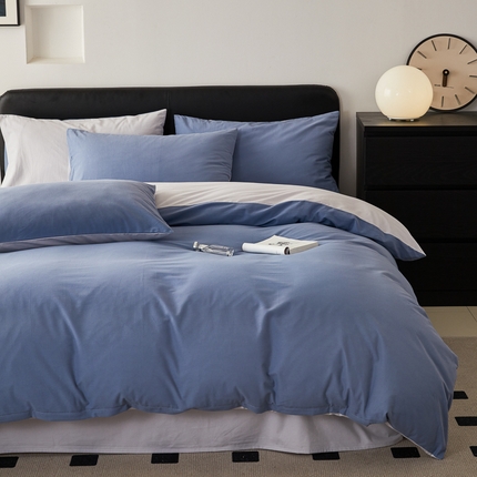 91家纺网 家纺一手货源 找家纺 （优质买家秀热卖不断货）A类母婴级100支纯棉全棉磨毛四件套全棉纯棉全棉磨毛四件套纯棉全棉磨毛四件套 紫藤+淡雅灰