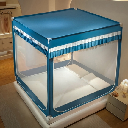 2025新款A类遮光防尘顶外穿杆蚊帐 遇见浅灰蓝