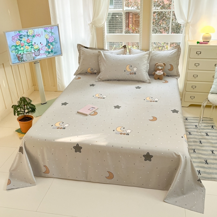 91家纺网 家纺一手货源 找家纺 莱通家纺 2025春夏新款12868印花单床单 月之心