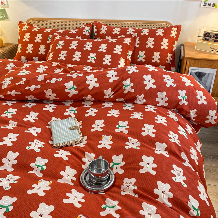 91家纺网 家纺一手货源 找家纺 （优质买家秀 热卖不断货）卡通A类母婴级纯棉全棉磨毛被套三件套全棉纯棉磨毛被套三件套纯棉全棉磨毛被套 姜饼熊