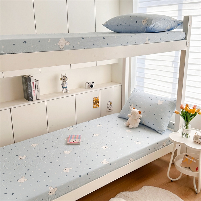 91家纺网 家纺一手货源 找家纺 多品家纺 2025新款超柔水洗棉ins风学生宿舍单品床笠 星空小兔