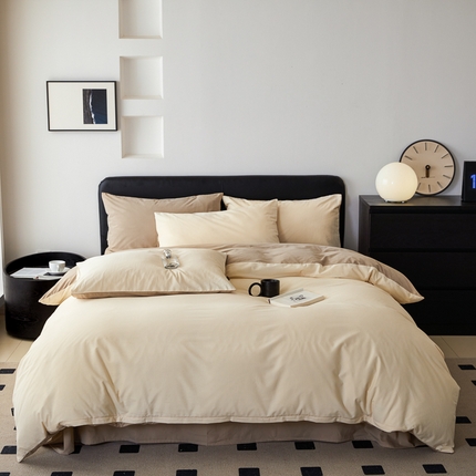 （优质买家秀热卖不断货）A类母婴级100支纯棉全棉磨毛四件套全棉纯棉全棉磨毛四件套纯棉全棉磨毛四件套 奶茶杏+米粽