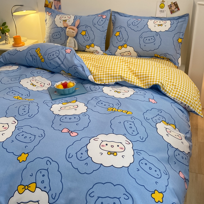 91家纺网 家纺一手货源 找家纺 （优质买家秀 热卖不断货）A类母婴级纯棉全棉磨毛四件套全棉纯棉全棉磨毛四件套百分百纯棉全棉磨毛四件套 快乐羊