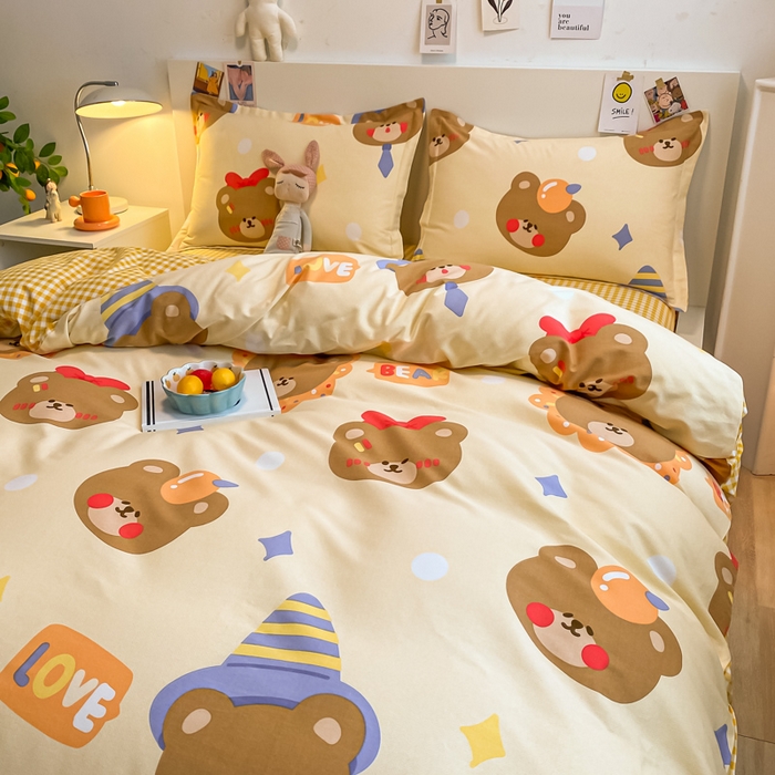 91家纺网 家纺一手货源 找家纺 （优质买家秀 热卖不断货）A类母婴级纯棉全棉磨毛四件套全棉纯棉全棉磨毛四件套百分百纯棉全棉磨毛四件套 乖乖熊