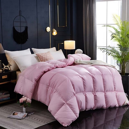 静若居羽绒被壳 2025新款全棉贡缎条纹羽绒被壳-条纹 粉色