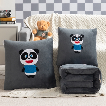 91家纺网 家纺一手货源 找家纺 （总）雷人家纺 2022新款牛奶绒卡通毛巾绣加厚抱枕被