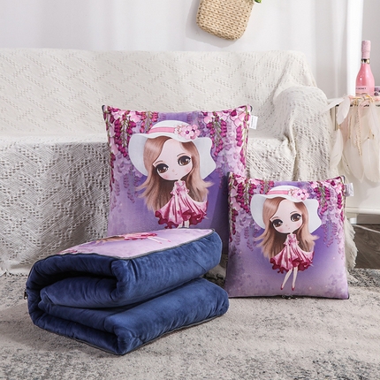 91家纺网 家纺一手货源 找家纺 （总）雷人家纺 2021新款水晶绒抱枕被-印花