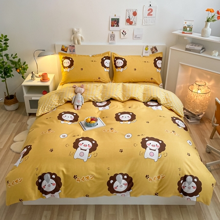 91家纺网 家纺一手货源 找家纺 （优质买家秀 热卖不断货）卡通A类母婴级纯棉全棉磨毛被套三件套全棉纯棉磨毛被套三件套纯棉全棉磨毛被套 狮子先生