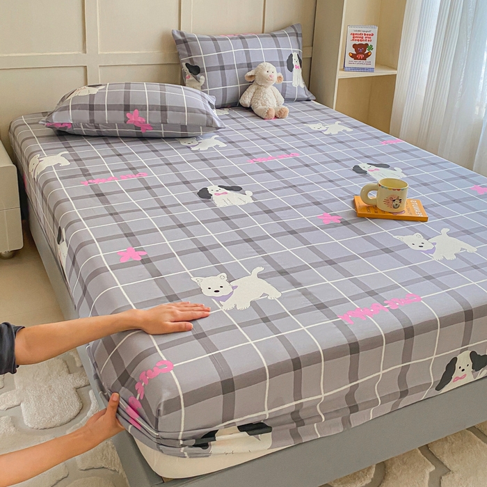 91家纺网 家纺一手货源 找家纺 （优质买家秀 热卖不断货）A类母婴级卡通花卉儿童纯棉全棉床单纯棉全棉床笠全棉纯棉床单床笠三件套-床笠 呆萌