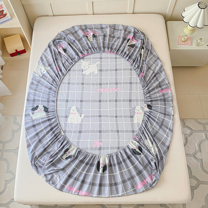 91家纺网 家纺一手货源 找家纺 （优质买家秀 热卖不断货）A类母婴级卡通花卉儿童纯棉全棉床单纯棉全棉床笠全棉纯棉床单床笠三件套-床笠 呆萌