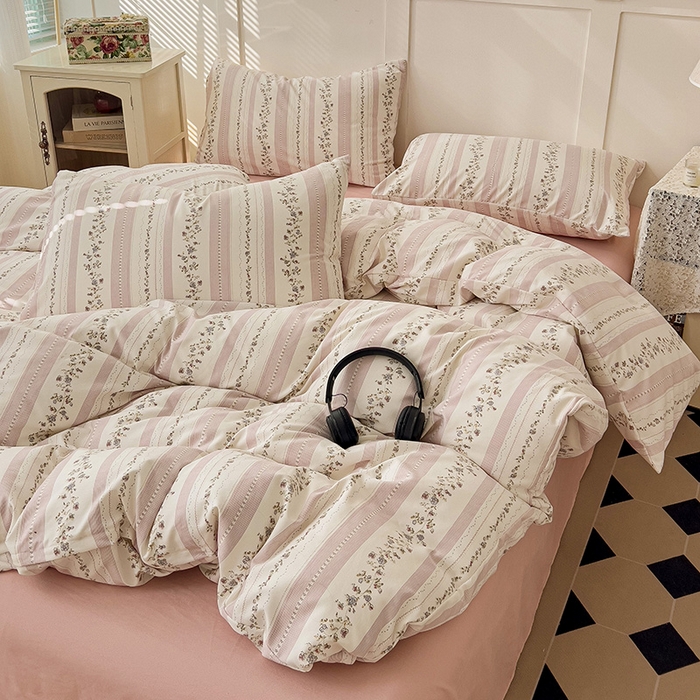 91家纺网 家纺一手货源 找家纺 金梦拉家纺 2025直播爆款全新A类加厚双层纱系列四件套（高版本） 花田错