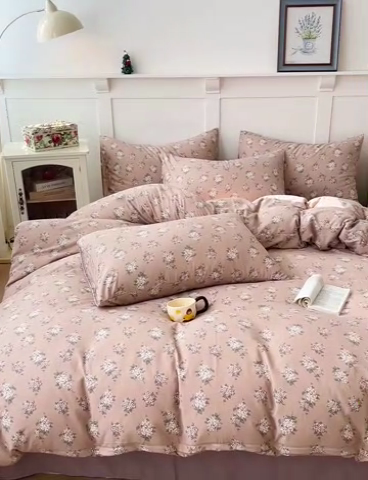 91家纺网 家纺一手货源 找家纺 金梦拉家纺 2025直播爆款全新A类加厚双层纱系列四件套（高版本） 芳华