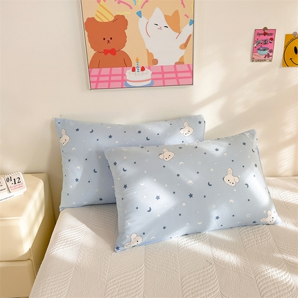 91家纺网 家纺一手货源 找家纺 多品家纺 2025新款卡通系列柔水洗棉枕套 星空小兔
