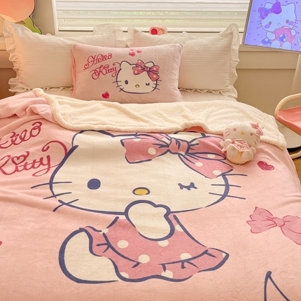 91家纺网 家纺一手货源 找家纺 （买家秀爆款不断货）A类母婴级三丽鸥北极绒毛毯双层毯子牛奶绒毛毯牛奶绒毯子午睡毯珊瑚绒毛毯羊羔绒毛毯 羊羔绒-爱心蝴蝶kt