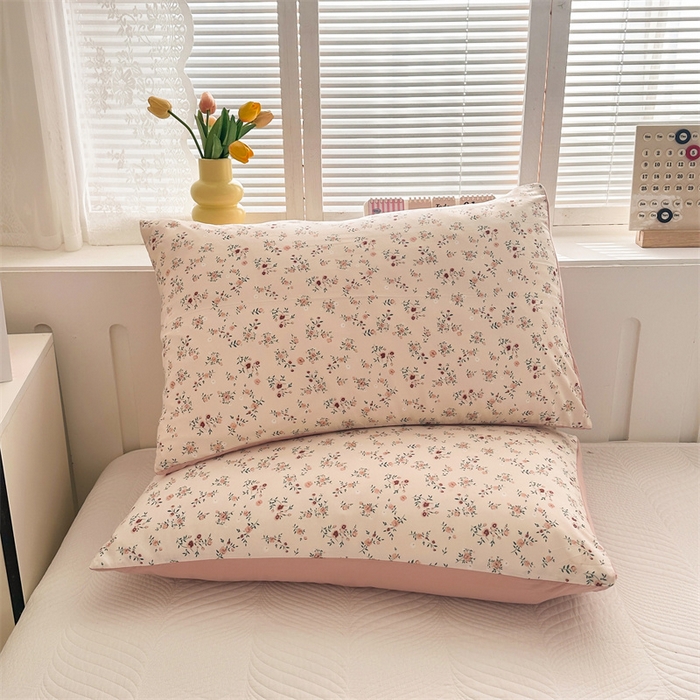 91家纺网 家纺一手货源 找家纺 多品家纺 2025新款花卉系列超柔水洗棉枕套 沫冉