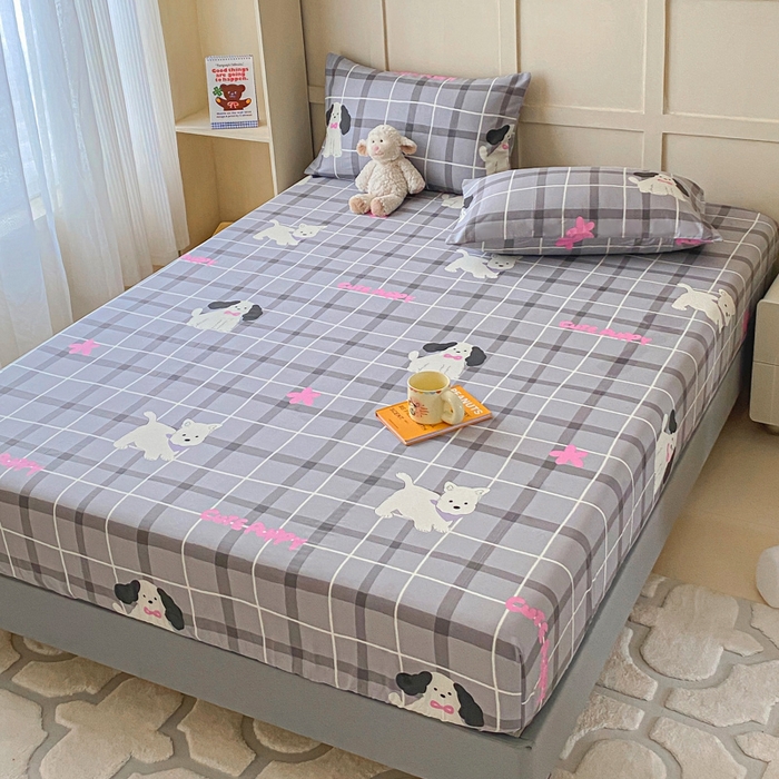 91家纺网 家纺一手货源 找家纺 （优质买家秀 热卖不断货）A类母婴级卡通花卉儿童纯棉全棉床单纯棉全棉床笠全棉纯棉床单床笠三件套-床笠 呆萌