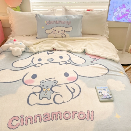 91家纺网 家纺一手货源 找家纺 （买家秀爆款不断货）A类母婴级三丽鸥北极绒毛毯双层毯子牛奶绒毛毯牛奶绒毯子午睡毯珊瑚绒毛毯羊羔绒毛毯 羊羔绒-云朵玩偶大耳狗