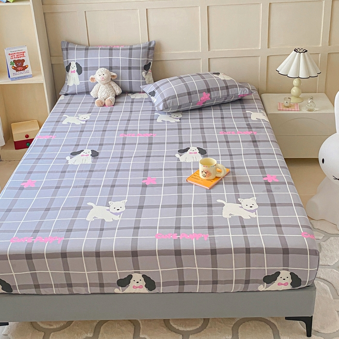 91家纺网 家纺一手货源 找家纺 （优质买家秀 热卖不断货）A类母婴级卡通花卉儿童纯棉全棉床单纯棉全棉床笠全棉纯棉床单床笠三件套-床笠 呆萌