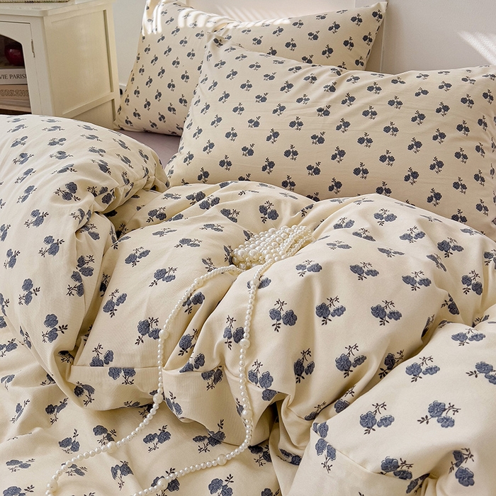 91家纺网 家纺一手货源 找家纺 金梦拉家纺 2025直播爆款全新A类加厚双层纱系列四件套（高版本） 兰亭花序