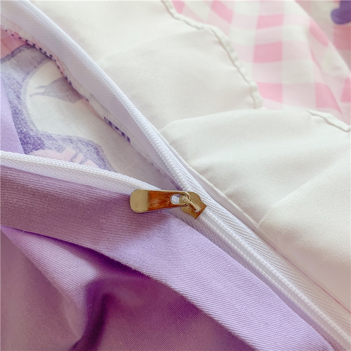 91家纺网 家纺一手货源 找家纺 玉元坊 2025新款三丽鸥系列白花边被套纯棉全棉床裙三件套四件套-库洛米白花边款式 库洛米之心